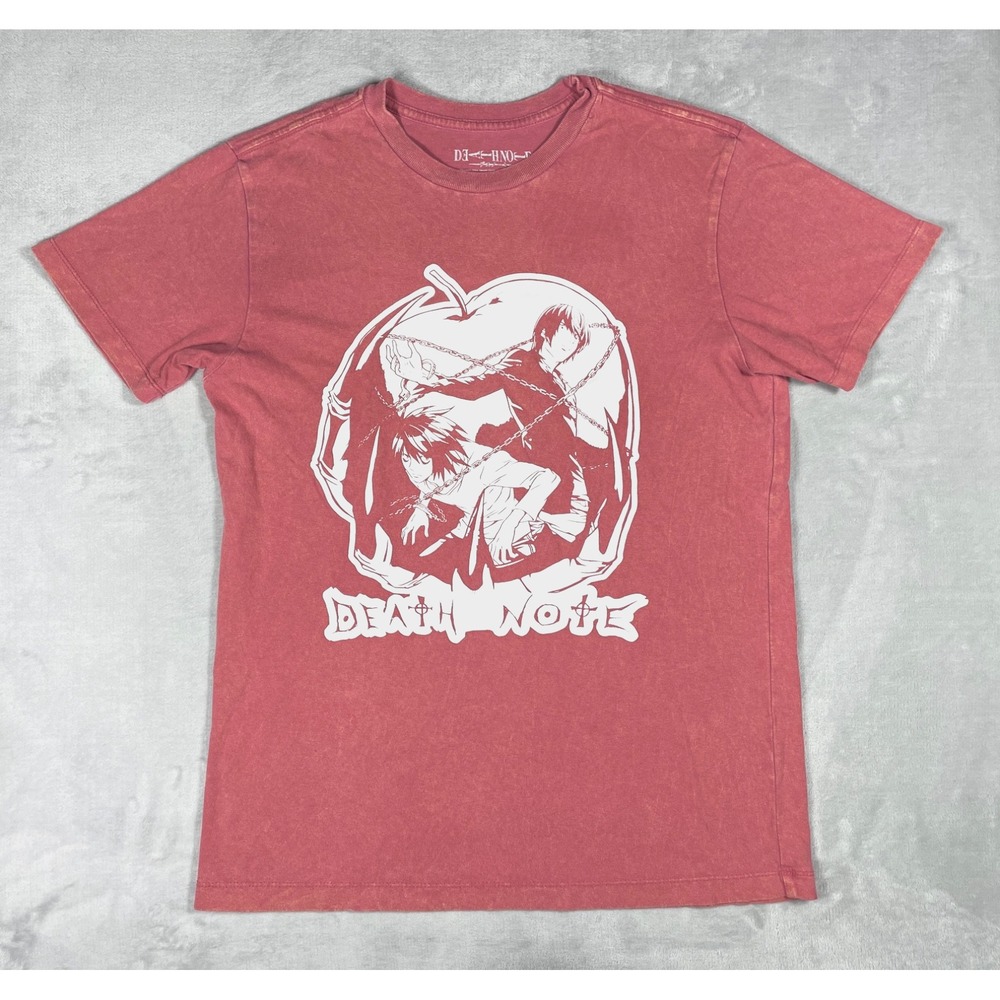 Death Note Anime T-Shirt Men's Medium Pink Acid Wash Manga Graphic Tee